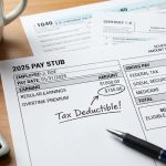 Sample of 2025 pay stub showing overtime calculation for tax deduction.